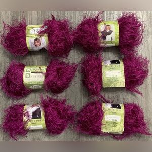 Yarn Bee Haute Fur Yarn- Grapette- 4 full skeins  2 partial at 1.5oz and 1.6 oz